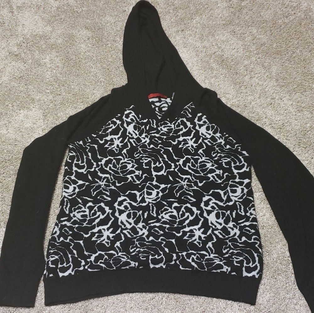 Black & white hooded sweater